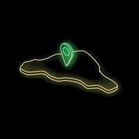 Neon green pin marking location on isometric map vector