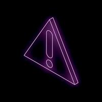 Neon style warning sign glowing on a black background vector