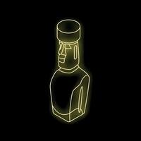 Neon moai statue shining in the dark vector