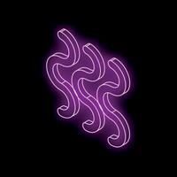 Glowing purple neon light showing abstract waves pattern on black background vector