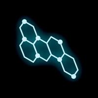 Neon blue connected hexagon pattern forming structure on black background vector