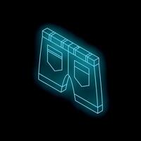 Neon blue short jeans shining in the dark vector