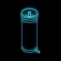 Neon icon of electronic cigarette with cartridge replacing system on black background vector