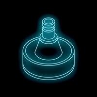 Neon icon of car part glowing on black background vector