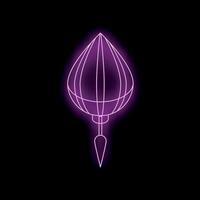 Neon light representing a chinese lantern with a pointy bottom glowing in the dark vector
