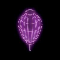 Neon violet paper lantern shining in the dark background vector
