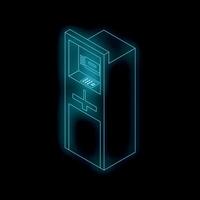 Neon atm machine glowing on dark background vector