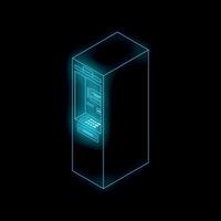 Neon atm machine glowing on dark background vector