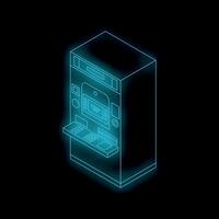 Glowing neon atm machine on black background vector