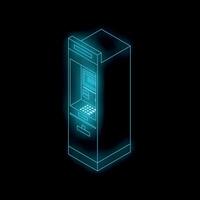 Neon atm machine glowing on dark background vector