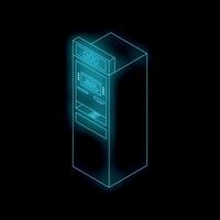 Neon atm machine glowing on black background vector
