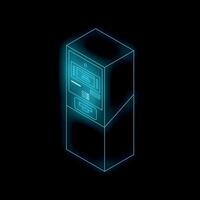 Neon atm machine glowing on a dark background vector