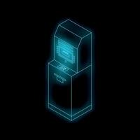Atm machine glowing on dark background finance concept vector