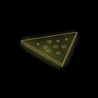 Golden neon sign showing a slice of pizza on a black background vector