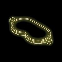 Yellow neon sign sleeping mask resting on a surface vector
