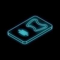 Blue neon line fitness platform displaying weight loss progressing on black background vector