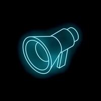 Neon megaphone glowing on dark background vector