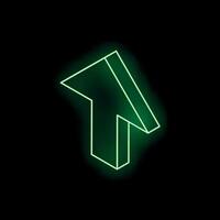 Green neon arrow pointing up on black background vector