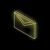 Neon yellow email envelope glowing on black background vector
