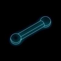 Glowing neon blue dumbbell is floating on a black background vector