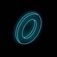 Glowing neon blue number 0 on black background vector