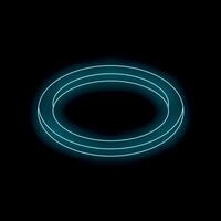 Blue neon light forming a 3d circle shape on black background vector