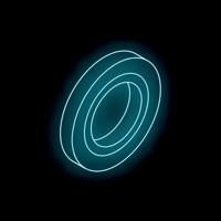 Glowing neon blue circle rotating on black background vector