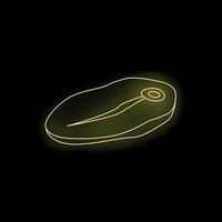 Neon style icon of steak meat for restaurant menu design vector