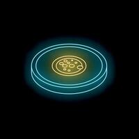 Neon icon of petri dish with colony of bacteria growing on agar vector