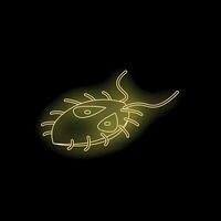 Yellow neon bacterium virus floating in black space vector