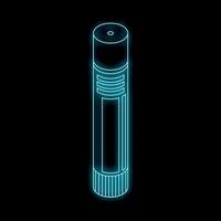 Neon glue stick shining in the dark isometric view vector