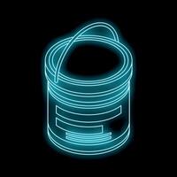 Neon paint can glowing on black background vector