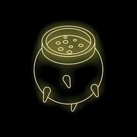 Neon yellow witch's cauldron bubbling with a magic potion vector