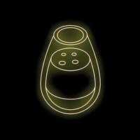 Neon icon of smart speaker assistant listening for voice command vector