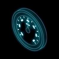 Glowing neon clock showing time passing vector