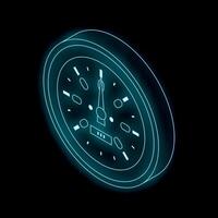 Neon blue speedometer showing speed limit on black background vector