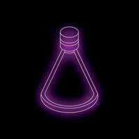 Neon icon of chemical flask glowing on black background vector