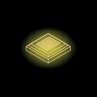 Neon yellow ventilation system isometric icon on black background vector