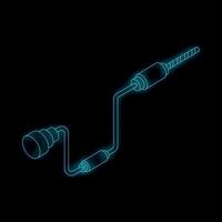 Neon hand drill with screw on black background, isometric view vector