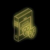 Neon icon of smartphone showing streaming entertainment platform for watching movies and series vector