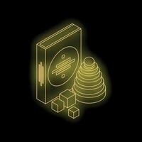 Neon toys concept featuring building blocks and stacking rings vector