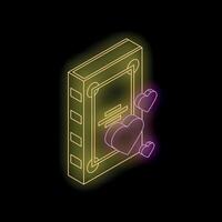 Neon sign representing online dating app showing profile with hearts vector
