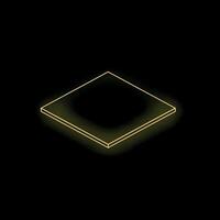 Yellow neon square glowing on dark background vector