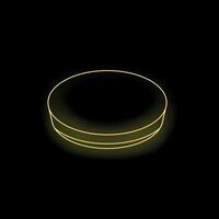 Neon yellow circle glowing on black background vector