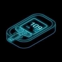 Glucose meter showing blood sugar level displaying hyperglycemia concept isometric icon vector