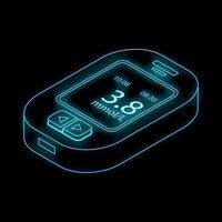Glucose meter showing blood sugar level on black background vector
