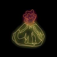 Neon style icon of a volcano erupting with lava vector