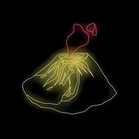 Volcano erupting lava in one line continuous drawing style vector