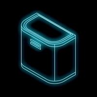 Neon mailbox glowing on black background vector