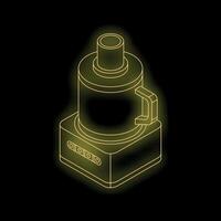 Isometric yellow glowing neon line food processor icon vector